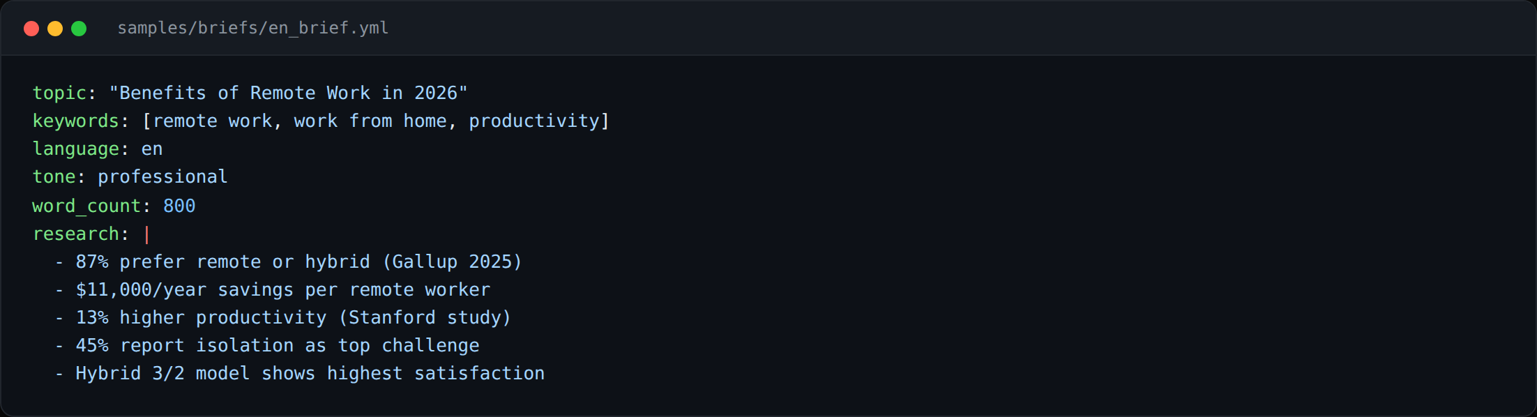 Per-language brief YAML driving the pipeline